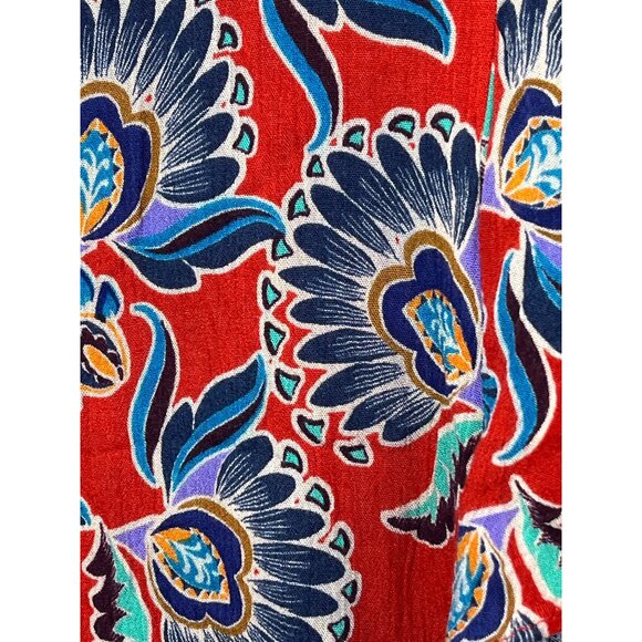 Everly Red Floral Cold Shoulder Mini Dress Boho Festival Small - Picture 6 of 12